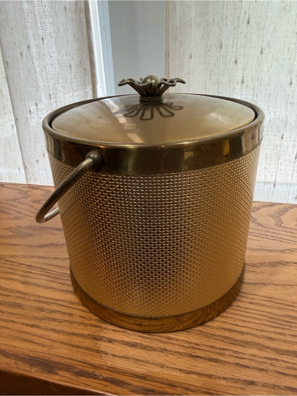 Vintage Mid-Century Modern Serv-Master Gold Mesh Ice Bucket